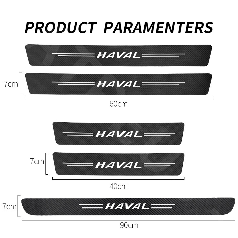 Haval 9Pcs Stiker Pintu Mobil Carbon Fiber Sill Protection Auto Anti Gores Anti Slip Untuk H1 2022 2023 H5 M4 H9 H6 Jolion H2 H2s