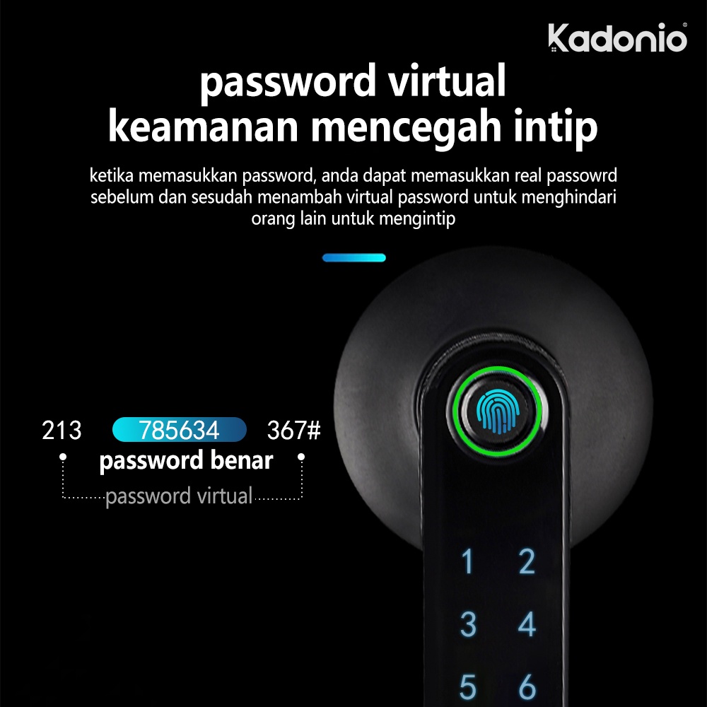 Kadonio kunci Pintu digital sidik jari password dan App kontrol Smart Handle Door Lock Home Fingerprint Electronic Door Lock kunci pintu digital hendel pintu rumah