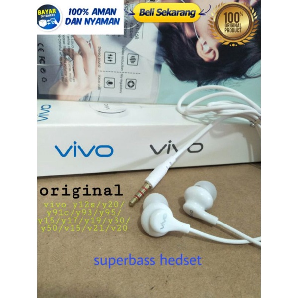 Terlaris Hansfree vivo Y35 Hanset vivo Y15S Henset vivo Y33S Headset vivo Y15/Y17/Y19/Y20/V20/V21 He