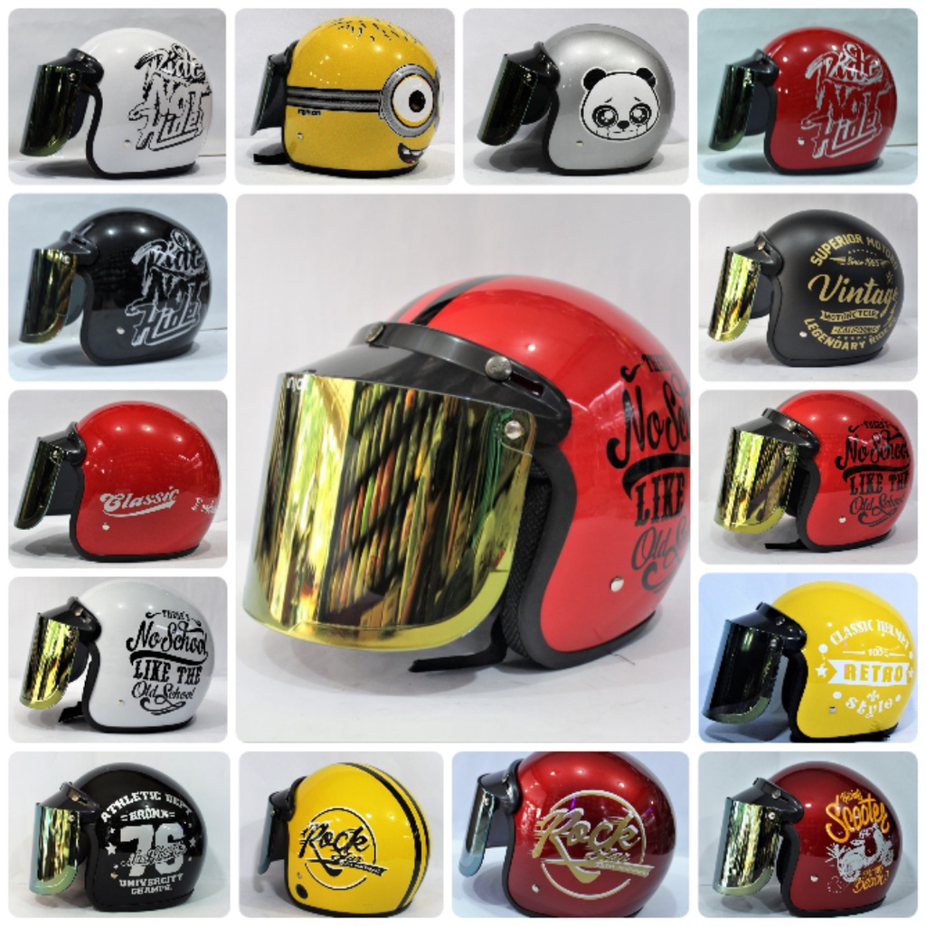 HELM BOGO AIRC MOTIF DATAR GOLD  DEWASA PRIA DAN WANITA BUJANGAN HELM2252