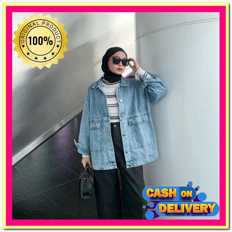 Naomi Cropped Jaket Jeans Wanita Oversize Lavender Nonstretch Pre Ob823 Amr Original Toxic Jacke Ori