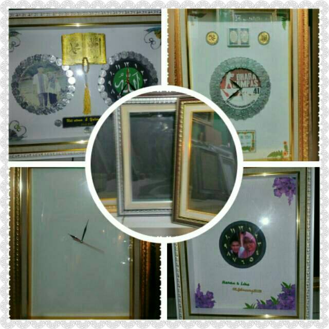 Bingkai jam mahar uang custom uk.40x60cm + jam di dinding