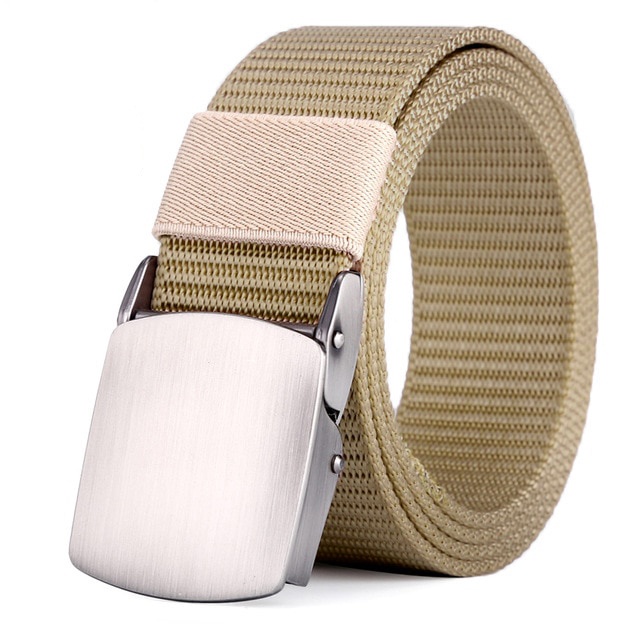 Miluota Tali Ikat Pinggang Pria Canvas Stylish Metal Buckle Belt MU071 COKLAT