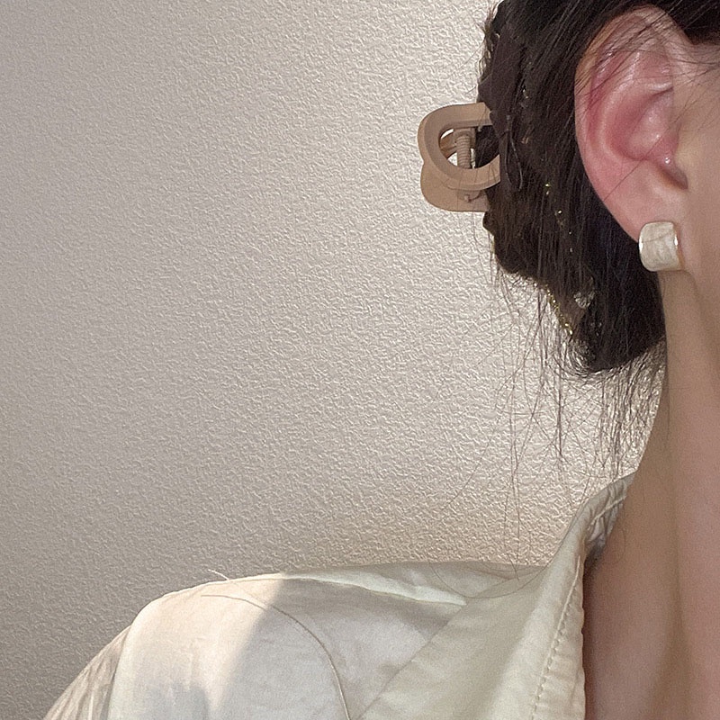 Shuling S925 silver needle Korean version New Design Drip Glaze White Earrings Female Geometric Earrings