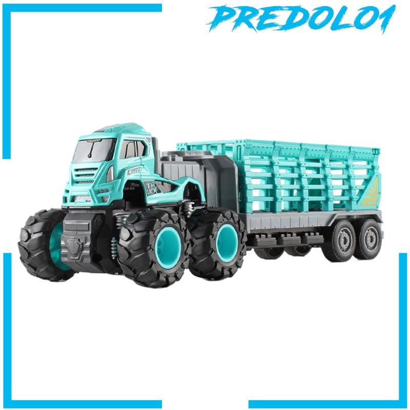 (Predolo1) Mainan Truk Transportasi Dinosaurus Pull Back Untuk Anak Laki-Laki / Perempuan