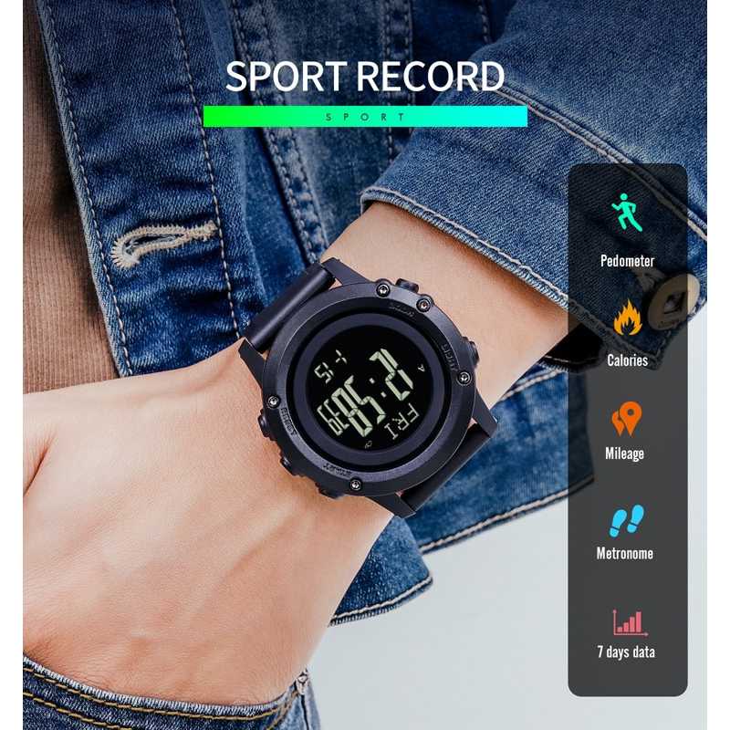 IDN - SKMEI Jam Tangan Digital Pria Pedometer Compass - 1793