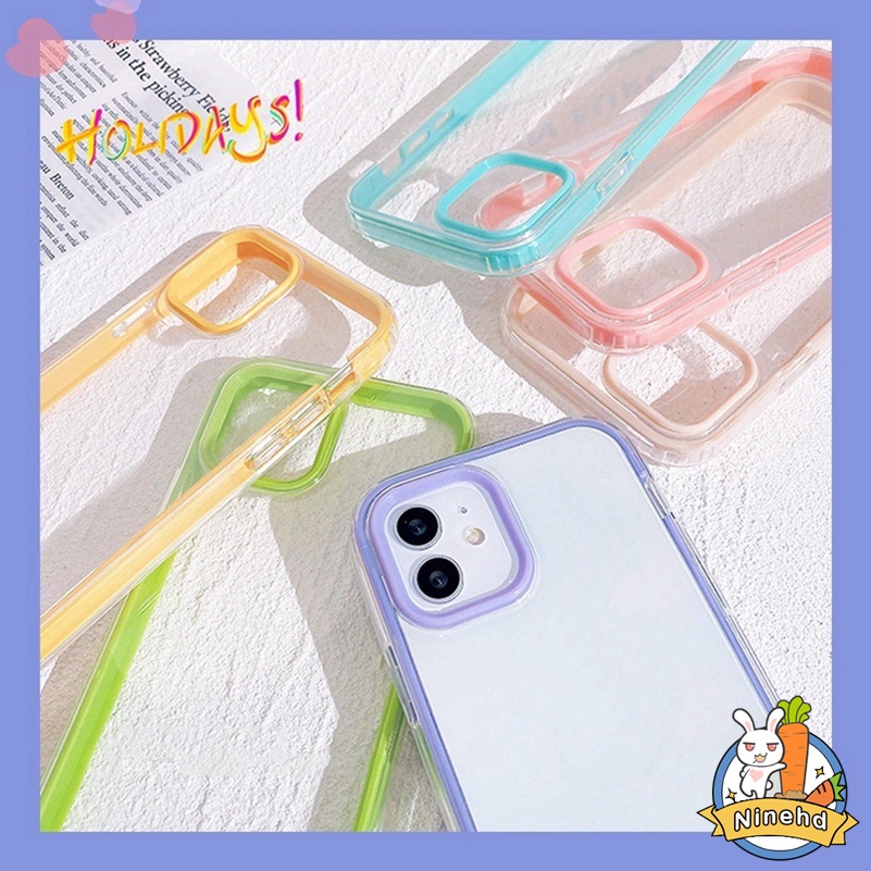 Soft Case Silikon Tpu Transparan 3 In 1 Warna Pelangi Compatible for Iphone 13 12 11 Pro Max Se2020 X Xr Xs Max 7 8 Plus 7plus 8plus SE 2020 Simple Personality Rainbow Color Transparent TPU Soft Silicone Anti-drop Phone Case Back Cover