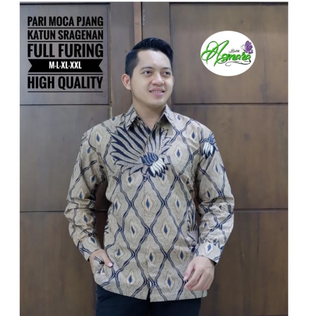 Batik Pria PARI MOCA Panjang Katun Full Furing Murah