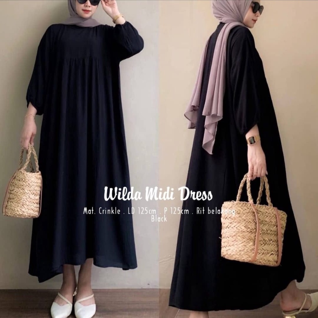 Midi Dress Crinkle Airflow - Wilda Dres Crinckle Premium