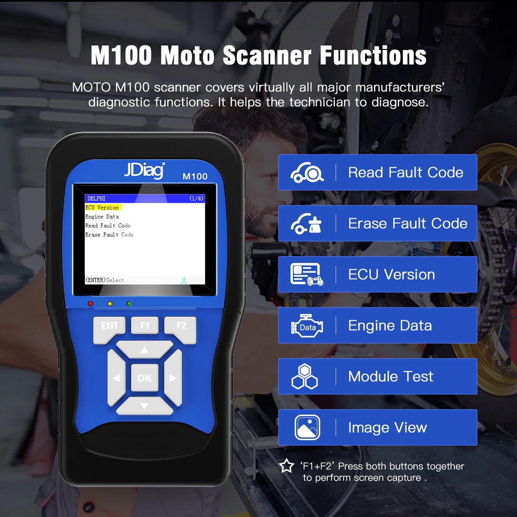 [Lengkap Yamaha Honda] JDiag M100 / M100 Pro Diagnosis Scanner Scaner Motor injeksi HONDA YAMAHA &amp; OBD2