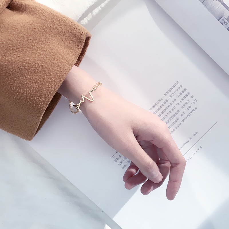 COD❤Gelang Elektrokardiogram Unisex Gelang Pasangan Sederhana yang Dapat Disesuaikan