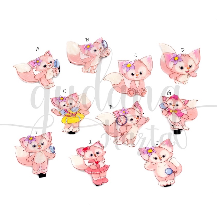 Jepit Rambut nak Pink Fox Hairclip Motif Serigala Lucu GH 212047