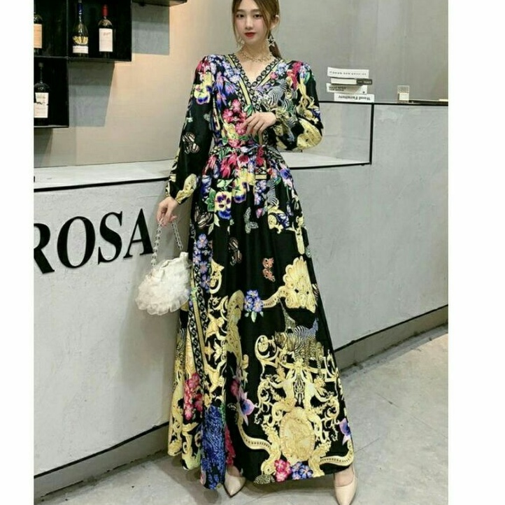 94430 Baju maxi dress gaun pesta wanita import baju dress gaun pesta kondangan cewek import hitam