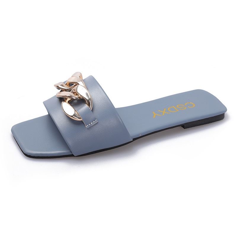 BJS268 - BLACK/BLUE - Sandal Flat Fashion Wanita Elegan SANDAL WANITA FLAT FASHION IMPORT TERMURAH TERLARIS TERBARU BAGSTORE JAKARTA JSF268