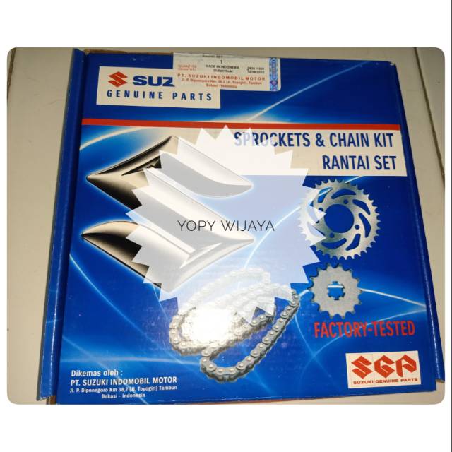 GEAR SET KOMPLIT GEAR DEPAN BELAKANG PLUS RANTAI SHOGUN 125 ASL SUZUKI