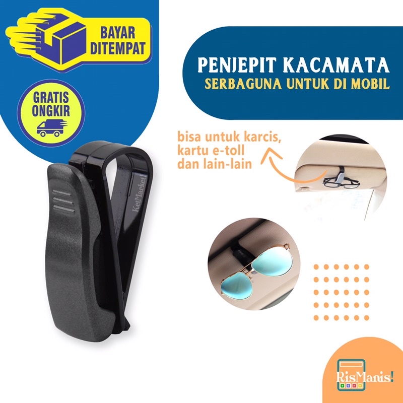 SUNGLASS HOLDER - Klip Mobil Serbaguna Penjepit Kacamata Kartu E-Toll Karcis Parkir Praktis Efisien