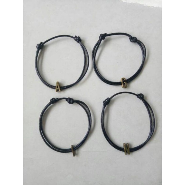 (A-Z) Gelang Couple Gelang Huruf Gelang Inisial Bronze Gelang Tali Huruf