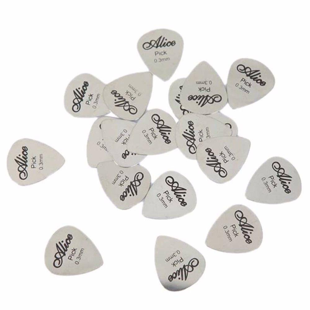 [Elegan] Picks Gitar Aksesoris Gitar Silver Metal Bass Tipis