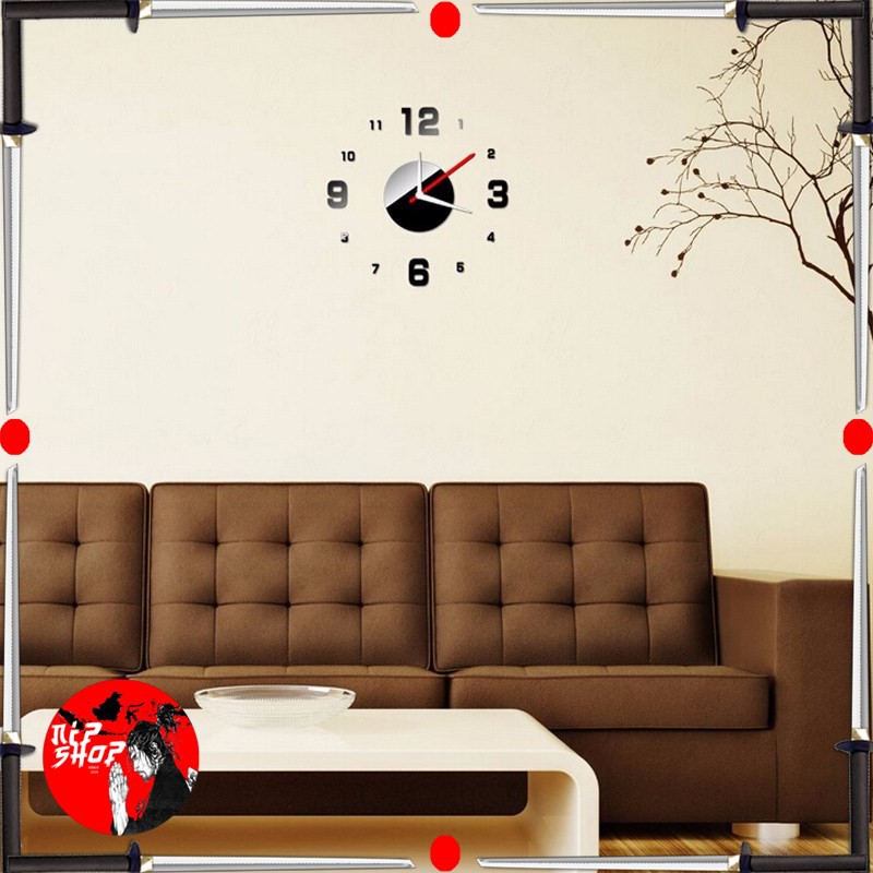 Jam Dinding DIY Giant Wall Clock Quartz Creative Design Arcylic 50-60cm  - Black