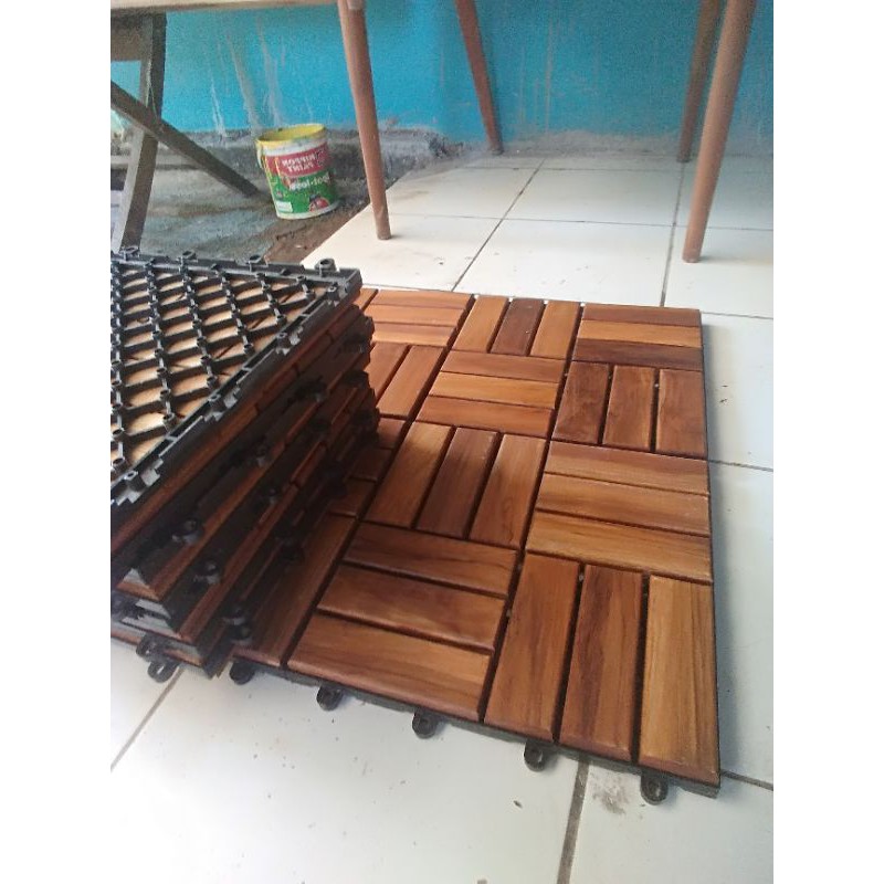 flooring kayu jati atau parkit parquet parket lantai jati