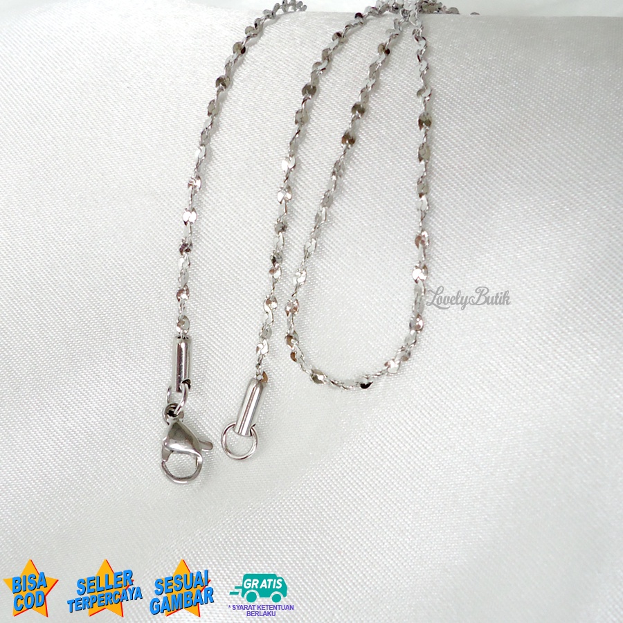 Lovelybutik Kalung Titanium Anti Karat Rantai Kalung Wanita Titanium Model Terbaru Rantai Biji Cabe Panjang Rantai 45 Cm