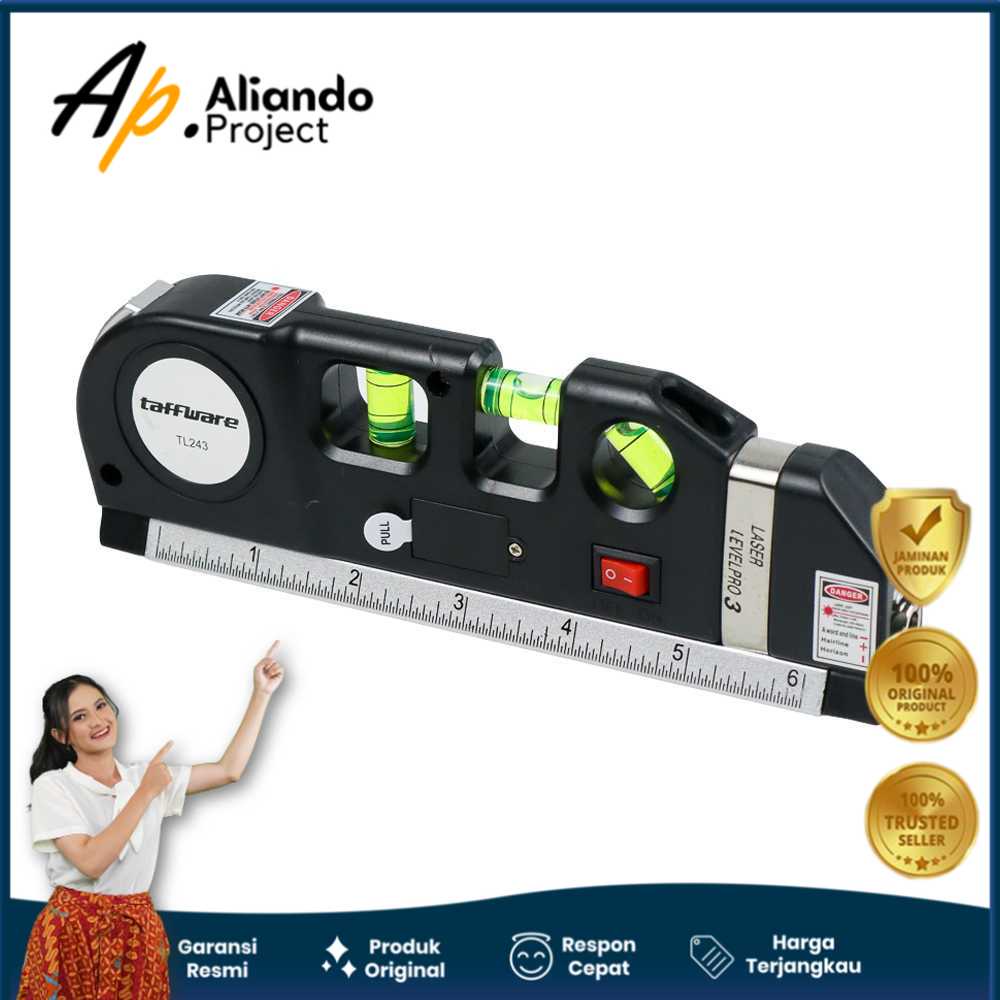 

Penggaris Laser 250CM + Waterpass Modern Taffware LEVELPRO3 Original Unik Murah Terjangkau Garansi