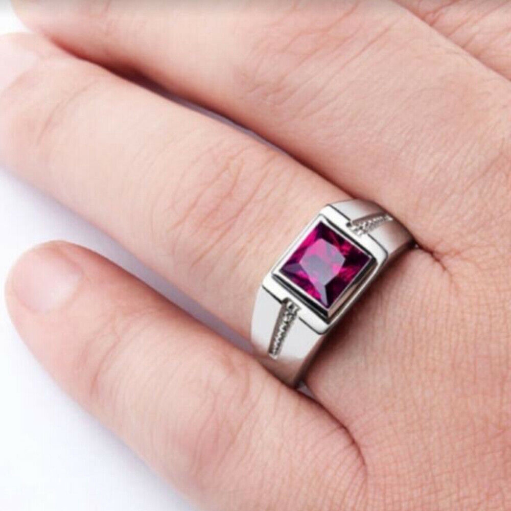 Perak Pria wanita Rubi berlian Perhiasan Fashion Hijau merah Kristal Batu permata Baja Titanium Platinum Cincin Rings