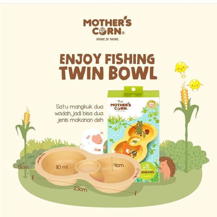 Motherscorn mother's corn Enjoy Fishing Twin Bowl Baby Ministry