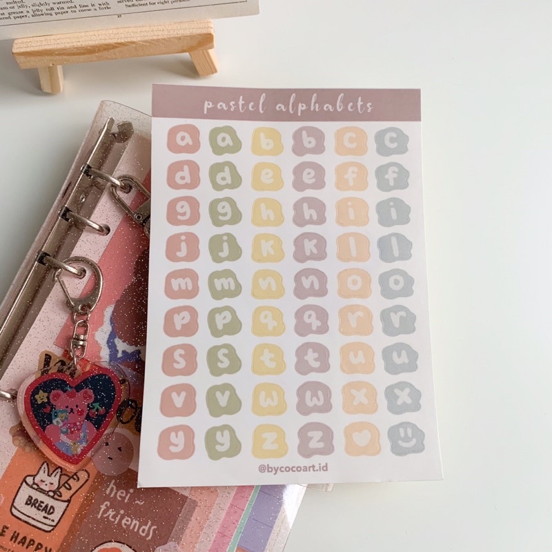 

pastel alphabets sticker sheet // by.coco art