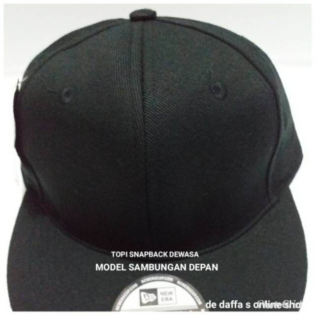 Topi Snapback dewasa Hip Hop Polos Hitam Sambungan depan Rapel distro