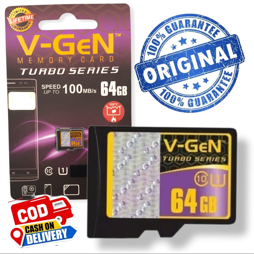 ORIGINAL MEMORY V-GEN CARD 8GB, 16GB, 32GB. 64GB MICRO SD CLASS6 SPEED UP TO 100 MB/S / V-Gen Vgen Micro SD Vgen Memory MicroSD / Memory V-Gen / Memory