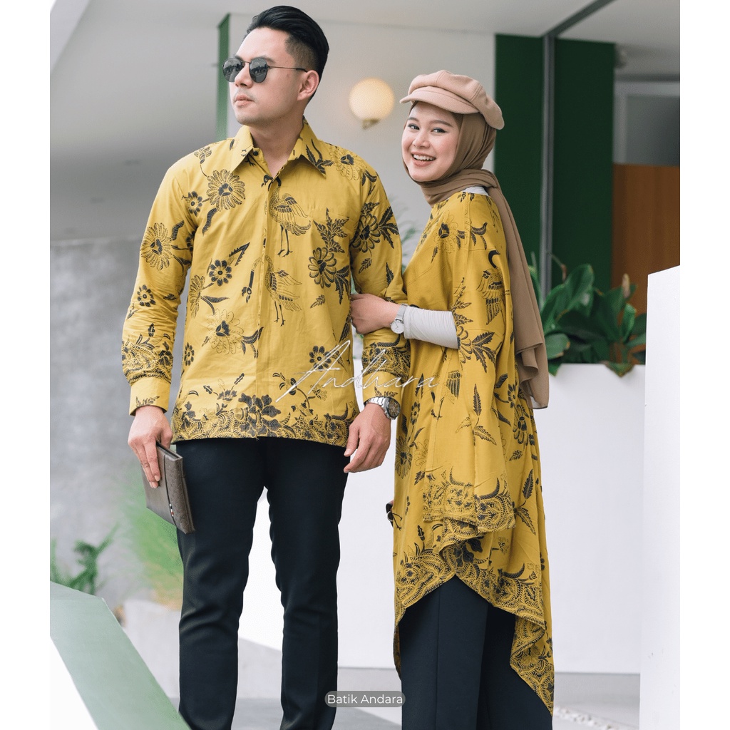 Couple Batik Modern Set Kaftan Paris Kondangan CPL ANGSAKUNING