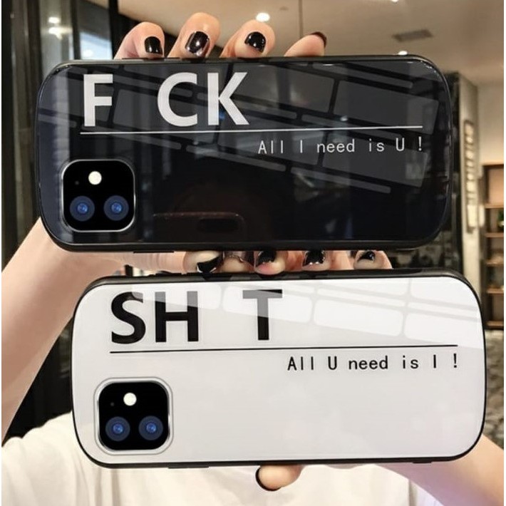 Costum Plat Soft Case Glass Kaca For Oppo/Vivo/Xiaomi/Realme/Samsung/Iphone