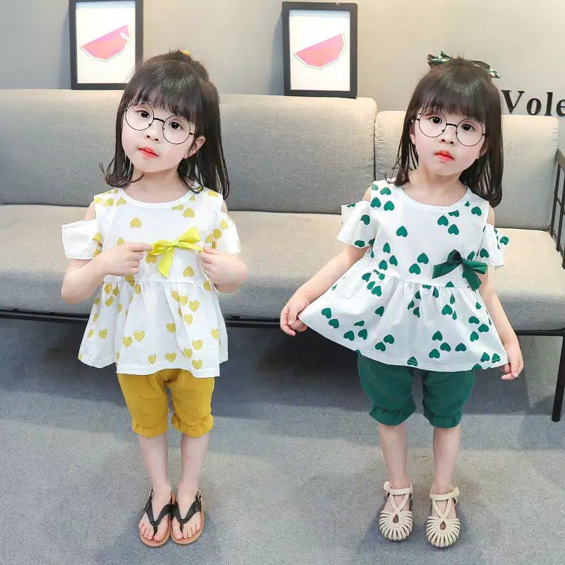 gos D3 SET LOVE EBV setelan baju anak bayi perempuan import