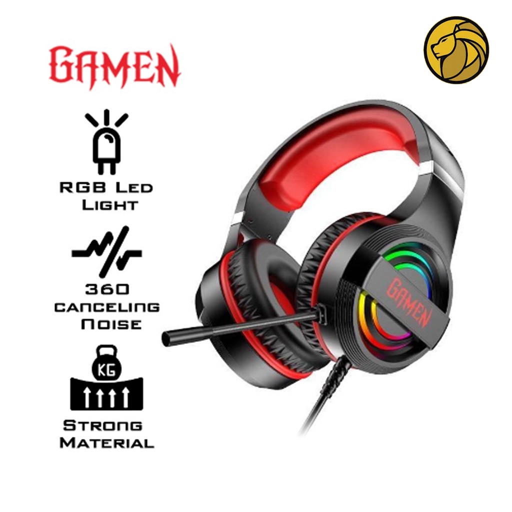 Gamen GH1100 PRO RGB Headset Lighting Effects Born For Gamer Headphone Black