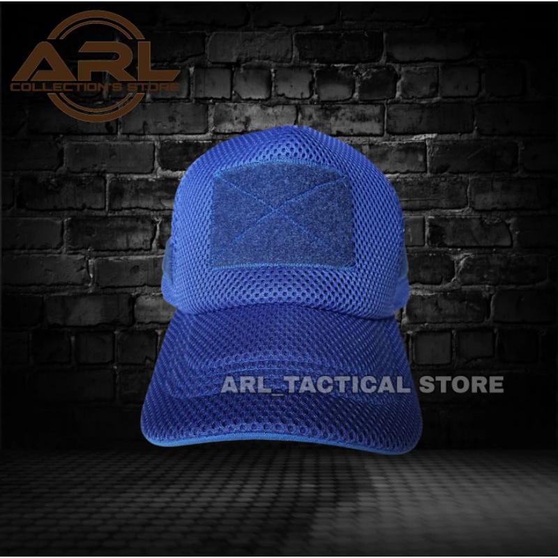 topi double mess biru polos - topi tactical velcro jaring - topi double mess polos