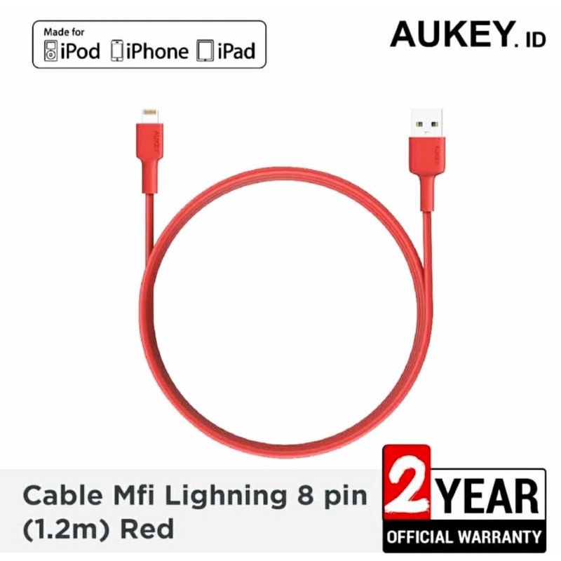 Kabel Charger Iphone Aukey  CB-BAL1 Red