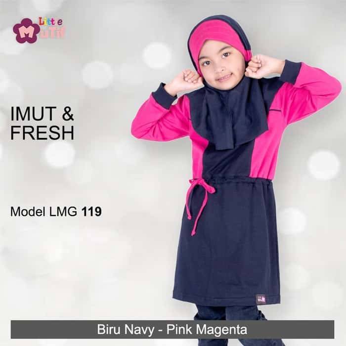 Tunik anak + Kerudung LMG 119 6 BIRU NAVY - PINK MAGENTA