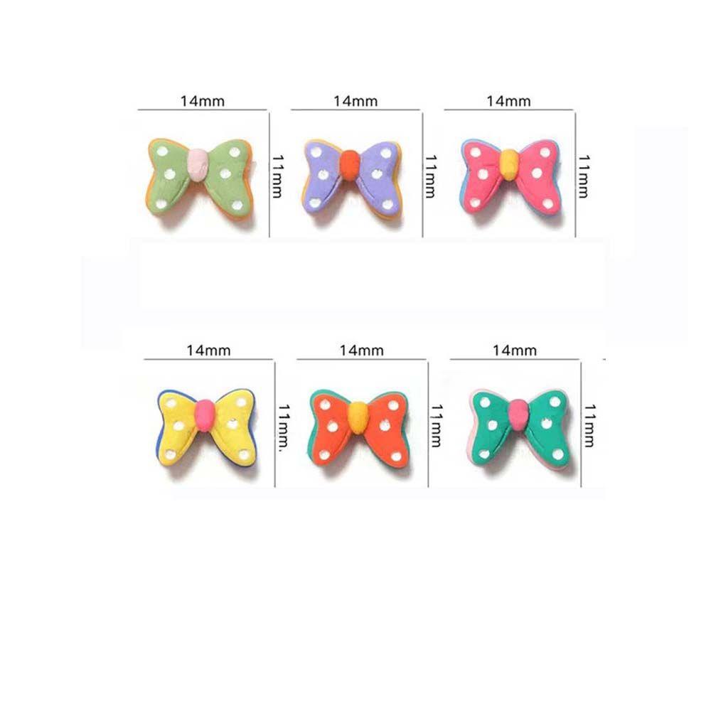 AUGUSTINA Agustina Ikatan Simpul Dekorasi Kuku DIY Fashion Aksesoris Ponsel Double-Layered Bowtie Resin Nail Art Ornamen Nail Art Perhiasan