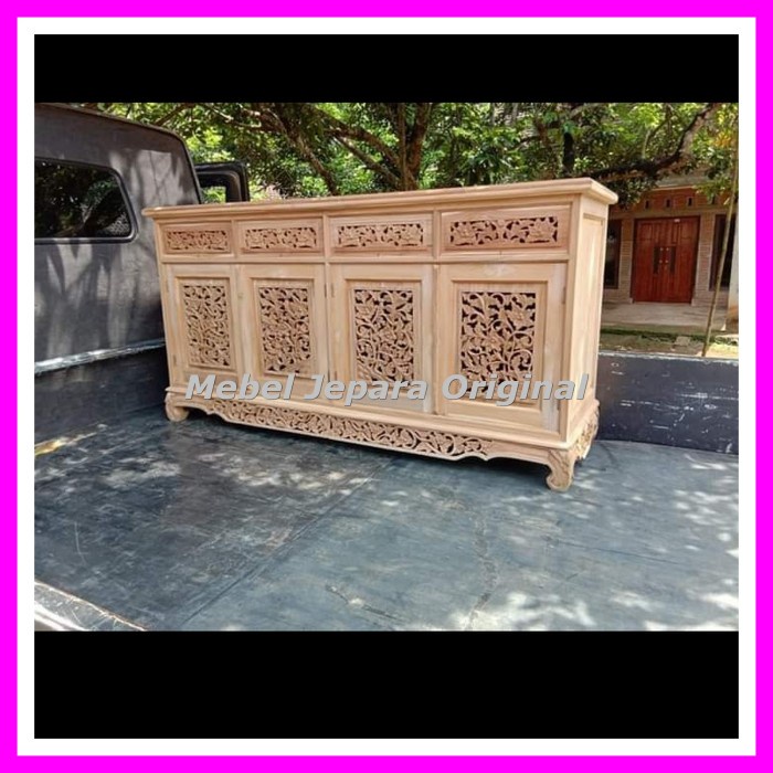 Bufet Palembang Full Ukir Kayu Jati -Meja Tv Ukir Jati Jepara Mentahan Murah