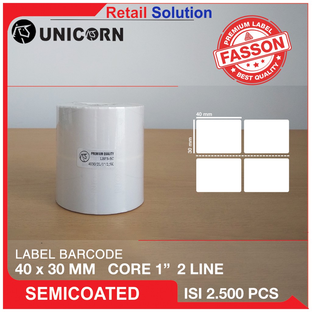 Stiker Label Barcode Semicoat 40x30 mm / 40 x 30 mm / 40x30mm / 4x3 CM