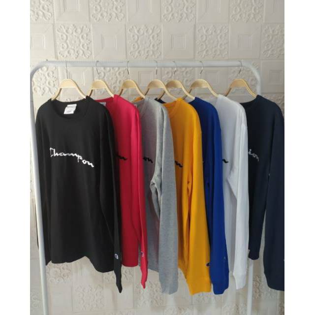  kaos  champion  LongSleeve Tee Script tulisan bordir full 