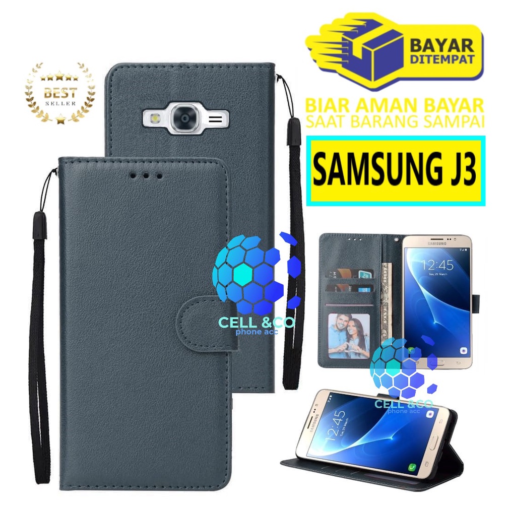 Flip cover SAMSUNG J3 Flip case buka tutup kesing hp casing flip case leather wallet