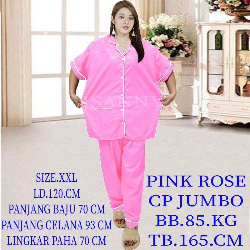 ISANNY PIYAMA SET JUMBO SIZE.XXL/SATEN EMBOS JUMBO CP/PYAMA DEWASA/READY 20 WARNA