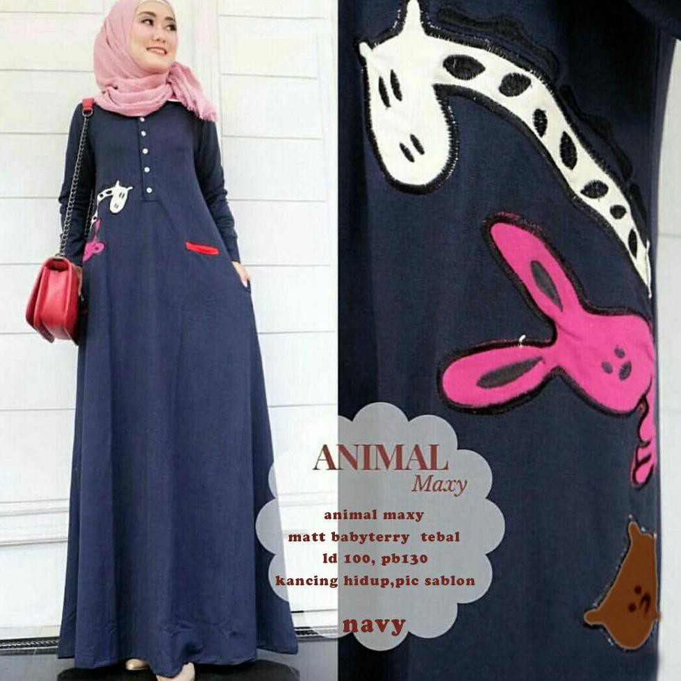 Diskon G Maxi Animal Longdress Wanita Hijab Muslimah Terlaris Model