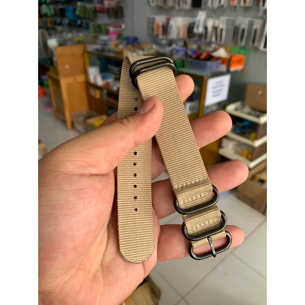 Strap Tali jam tangan Nato Zulu kanvas Crem Coklat