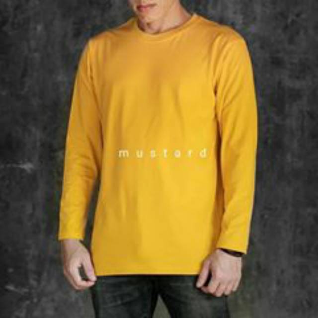 Kaos oblong lengan panjang kuning mustard