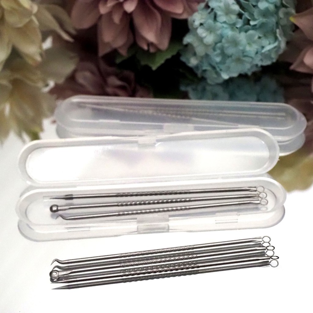 Alat Pencet Pencetan Komedo Jerawat SET ISI 3 BAHAN STAINLESS TEBAL Facial Pinset Pembersih