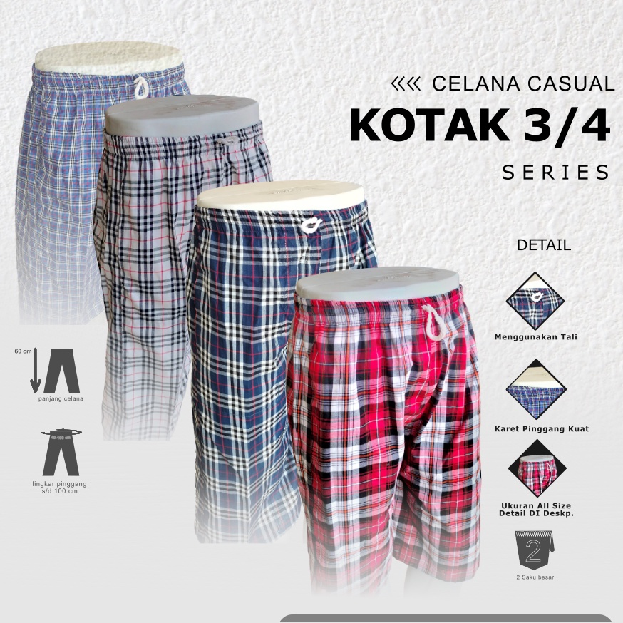 CELANA CASUAL KOTAK -KOTAK / CELANA CASUAL ALL SIZE / CELANA 3/4