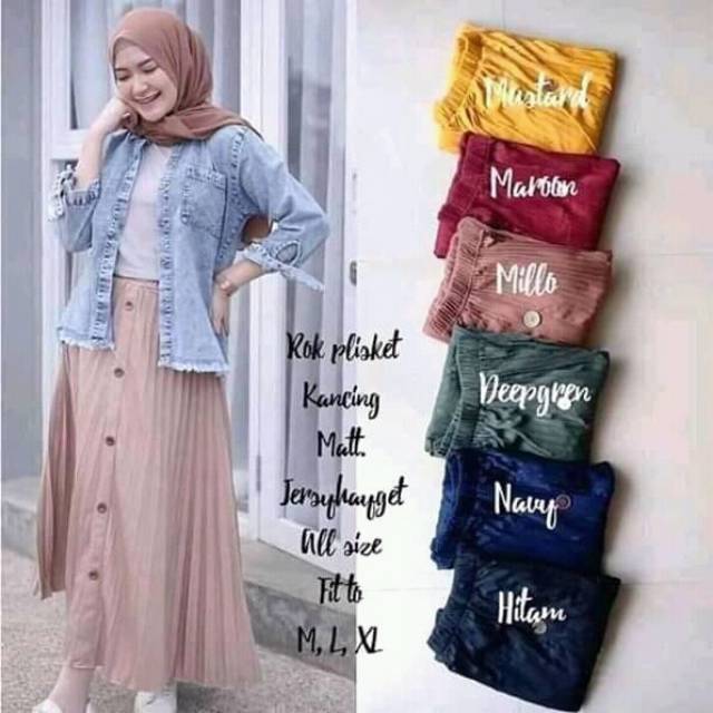 ROK PLISKET  KANCING  // ROK PLISKET SKIRT BUTTON /rok plisket rempel variasi kancing jumbo